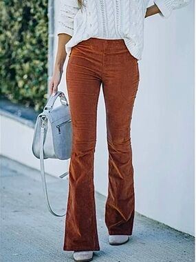 Women's High-Waist Corduroy Flare Pants